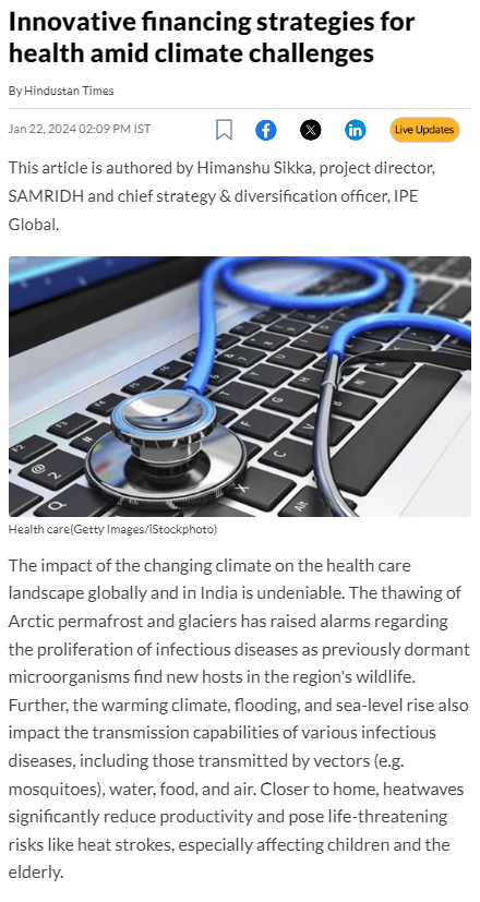Innovative Financing Strategies for Health Amid Climate Challenges