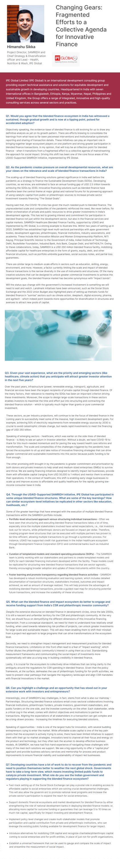 Changing Gears: Fragmented Efforts to a Collective Agenda for Innovative Finance