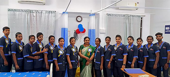 Team CIPACA led by Ms Shirley Pretty A (in the center), Regional Nursing Supervisor at Rifa Medical Center, Ambur, Tamil Nadu
