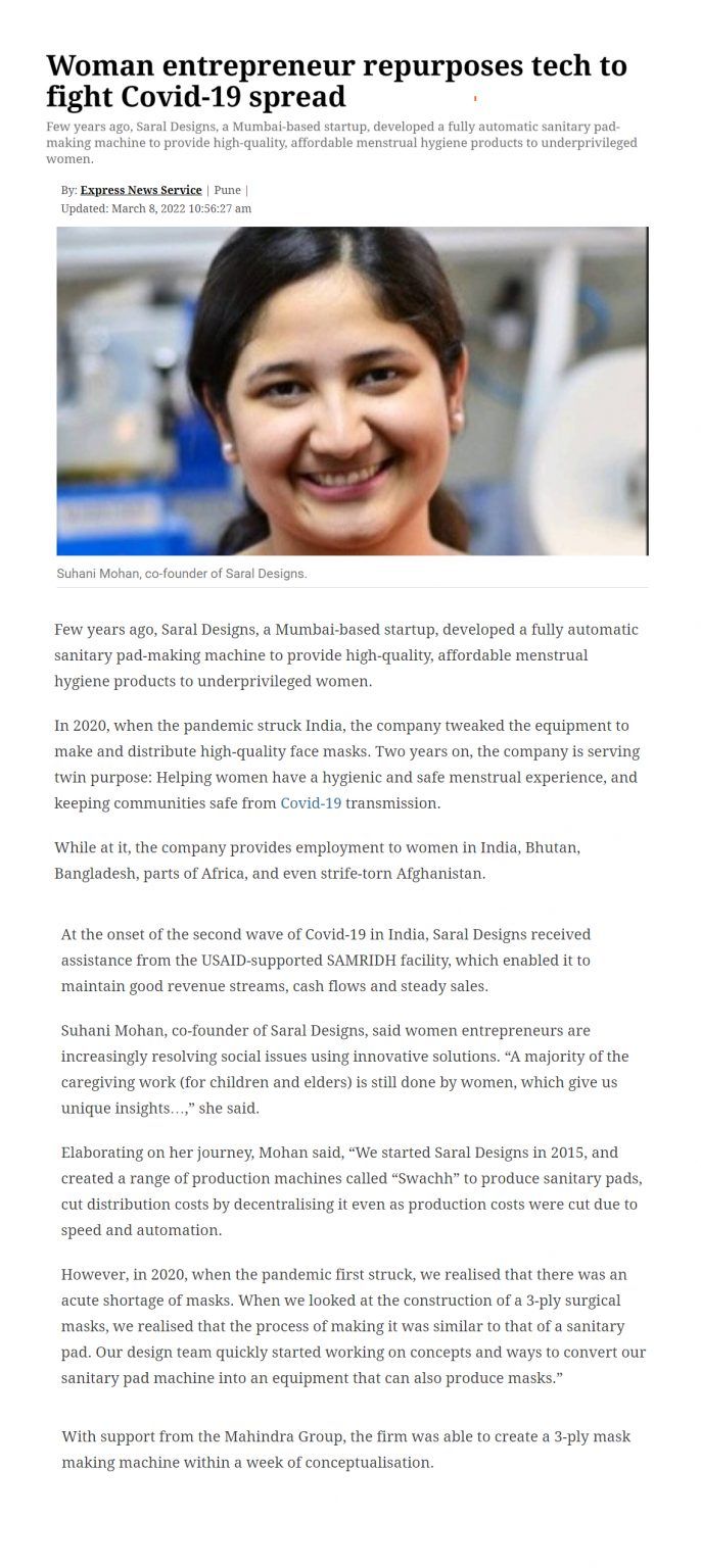 Woman entrepreneur repurposes tech to fight Covid-19 spread