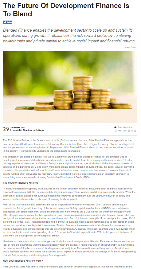 The future of development finance is to Blend