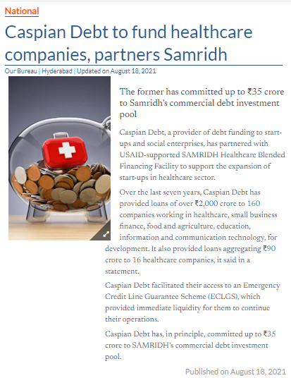 Caspian Debt to fund healthcare companies, partners Samridh