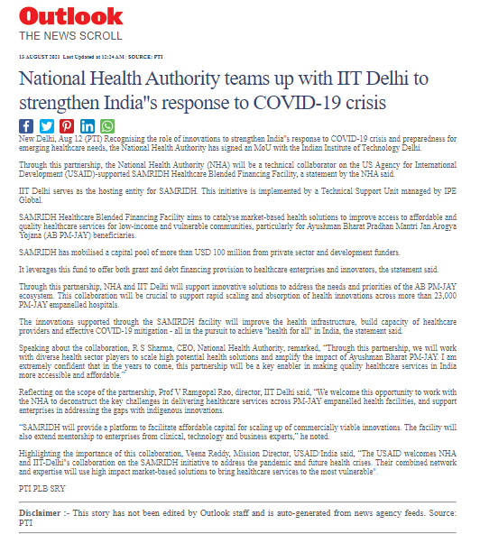 National Health Authority teams up with IIT Delhi to strengthen India&rsquo;s response to COVID-19 crisis